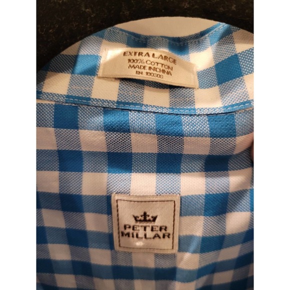 Peter Millar 100% Cotton Blue Check Shirt Mens XL - Picture 2 of 4